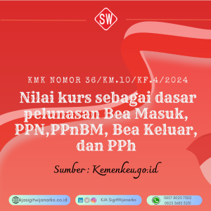 Nilai kurs sebagai dasar pelunasan Bea Masuk, PPN,PPnBM, Bea Keluar, dan PPh